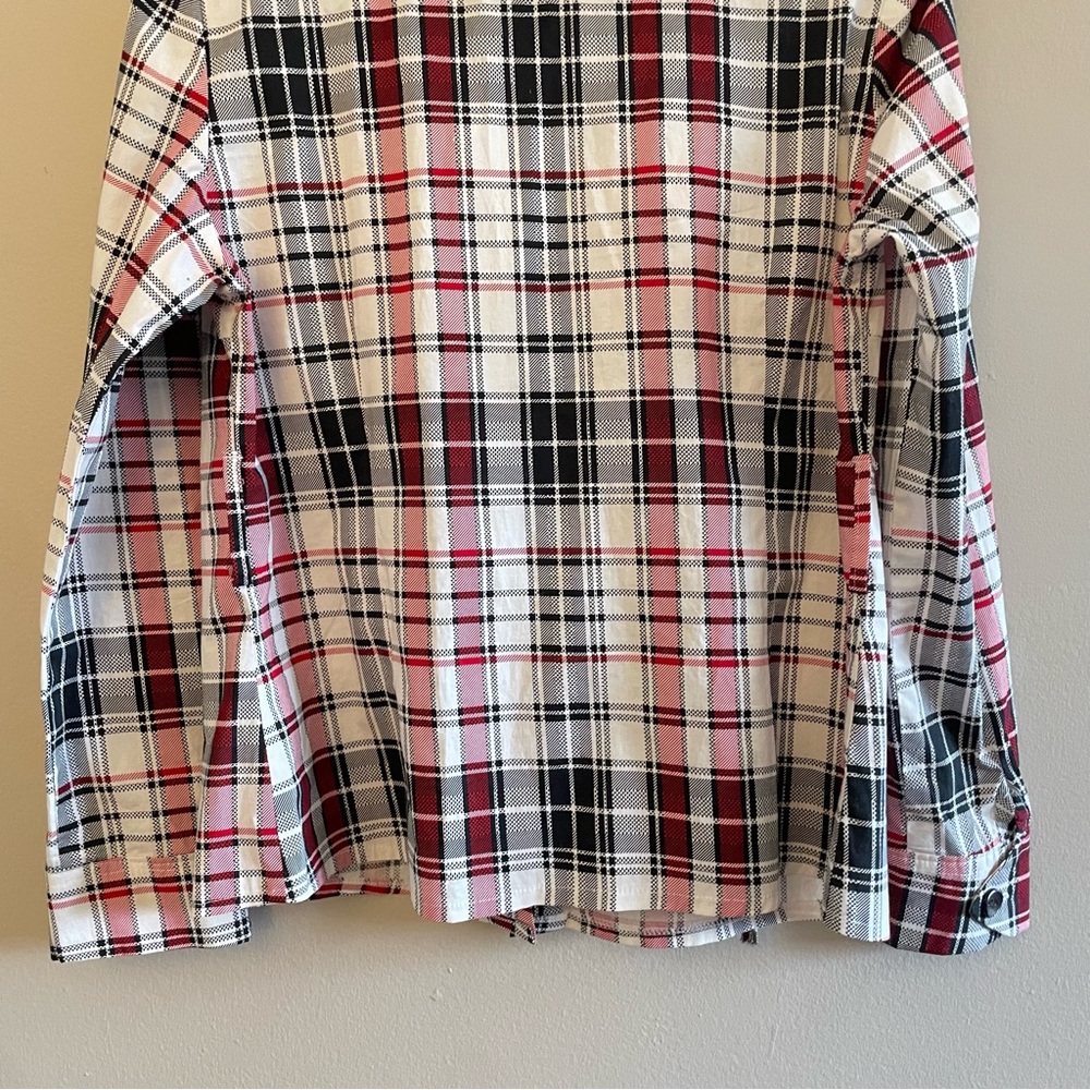 Vintage “K TEEN” White & Red Plaid Drawstring Collar Blouse –Size Large Like New - Picture 13 of 16
